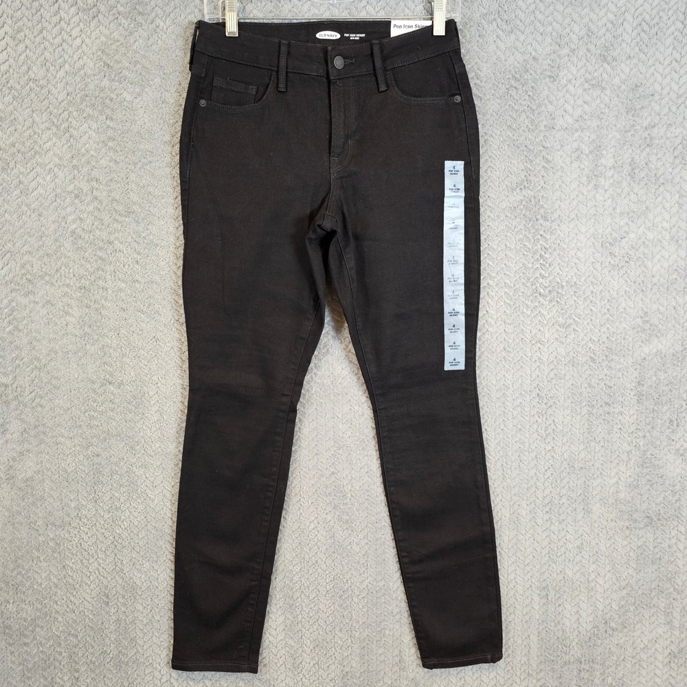 Old Navy Pop Icon Skinny Jeans Womens 4 Black Mid Rise Stretch Denim Pants NWT